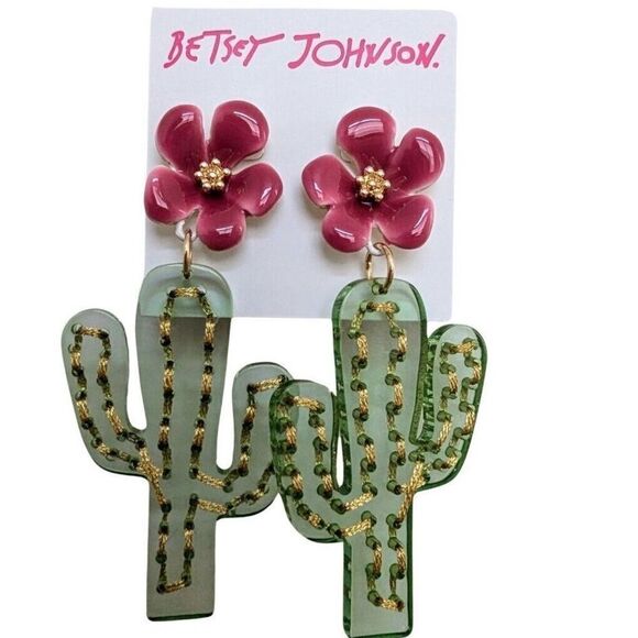 🌵 Betsey Johnson unique style flower & cactus earrings 🌵 - Picture 1 of 5